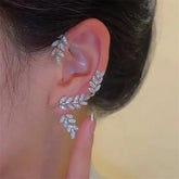 Crystal Leaves Ear Fashion Gold Cubic Zirconia Clip Jewelry Earring